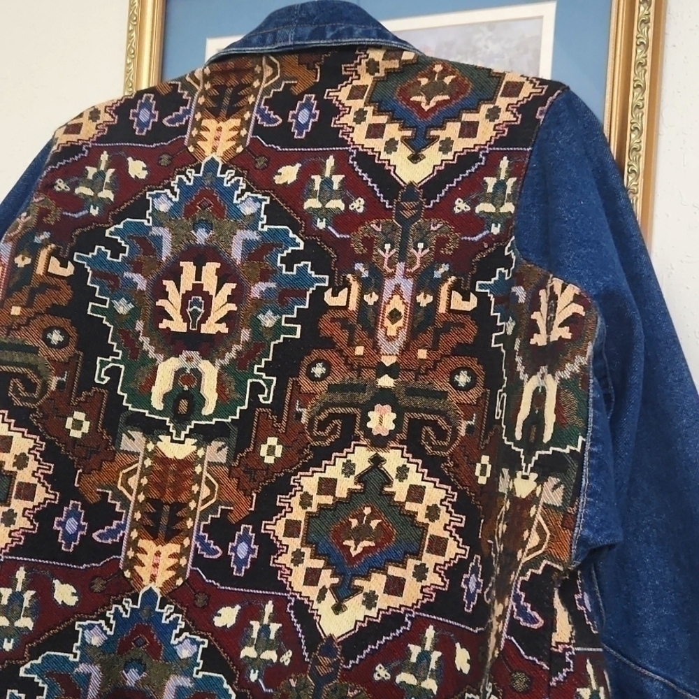 Rare Small-Large Oversized Tapestry Denim Vintage Jacket Y2K Bode Grandmacore - Picture 12 of 15